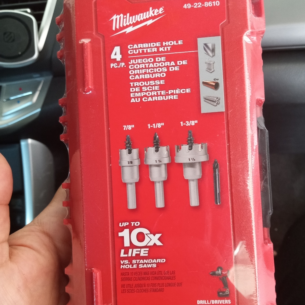 NEW IN PACKAGE Milwaukee 4pc Carbide Hole Cutter Kit